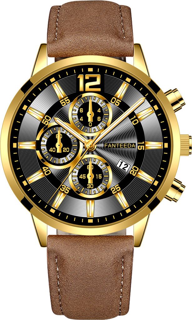 Nico Uhr – Sportlich-elegante Herrenuhr in Braun/Gold KP11719