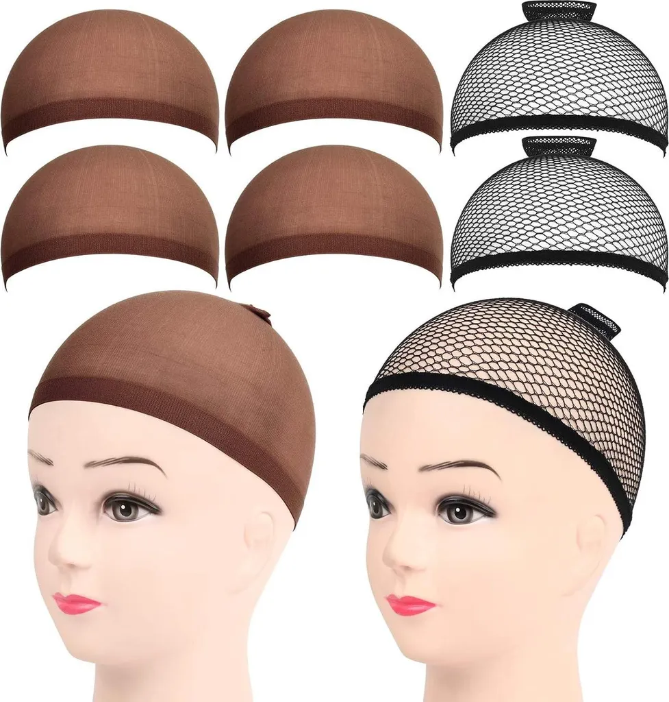 Pack de 6 résilles Wig Caps nylon en noir et brun foncé pour perruques
