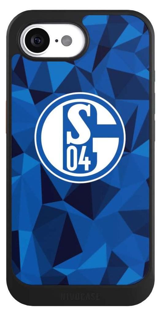 NIVOCASE Hülle für Apple iPhone 16e Handyhülle NIVOcore Case Schwarz Camouflage FC Schalke 04 Muster