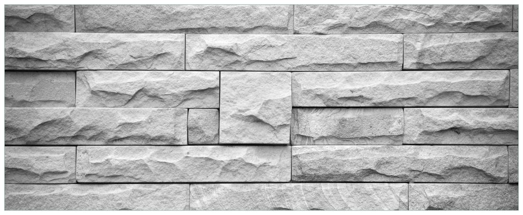 Wallario Premium Glasbild, freischwebende Optik, kräftige Farben, Größe 125 x 50 cm Motiv Steinwand grau