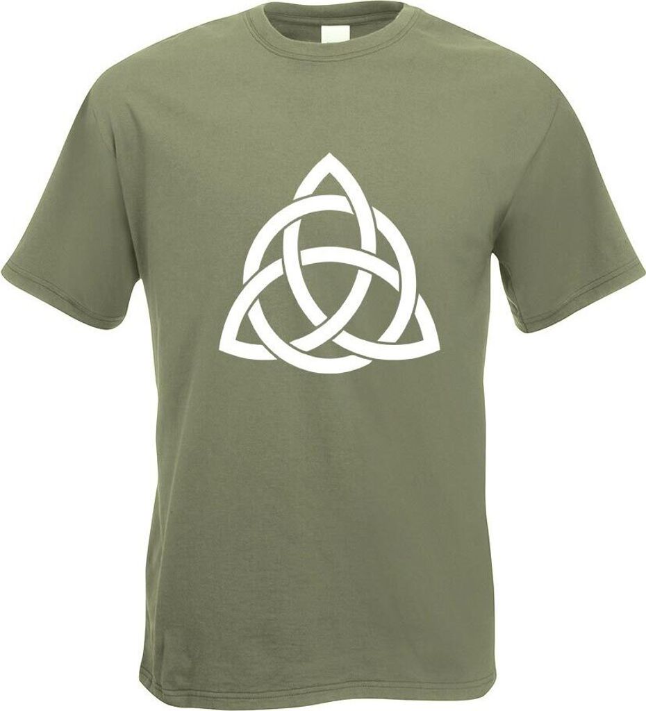 Kiwistar - T-Shirt - Olive - Triquetra Motiv Bedruckt Funshirt Design Print - mit Motiv Bedruckt - Funshirt Design - Sport - Freizeit - Herren - S