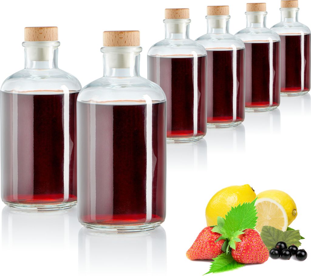 COM-FOUR® 6x Glasflasche 500 ml mit Korken - leere Flasche Produktbild 