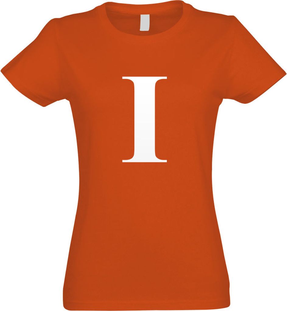 Kiwistar - T-Shirt tailliert - Damen - orange - Buchstabe I - Alphabet - mit Motiv Bedruckt - Funshirt Design - Sport - Freizeit - Damen - S