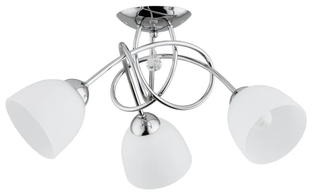Plafonnier éclairage salon MODENA blanc et chrome pour 3 ampoules E27