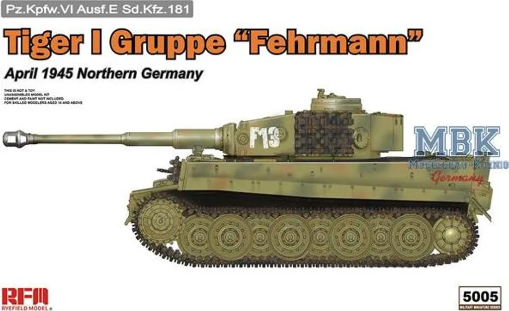 Maquette Tiger I 1/35 RFM5005 pour Diorama Militaire Seconde Guerre