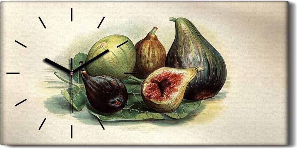 Wanduhr Bürouhr Leinwand Bild Geräuschlos 60x30 Malen Früchte Blätter Kunst - schwarze Hände