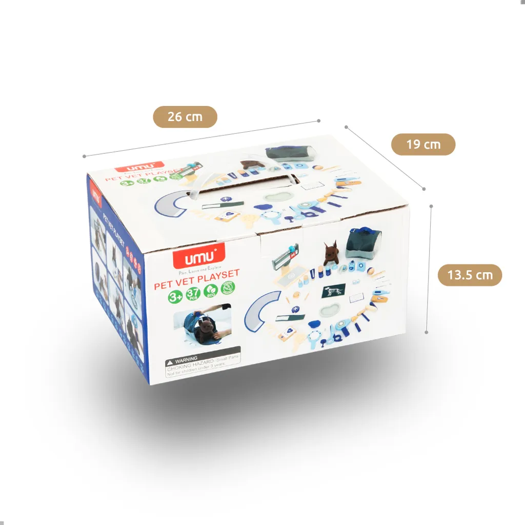 UMU® Set Vétérinaire en Bois 37 Pièces - Jouet Imitation pour Enfants