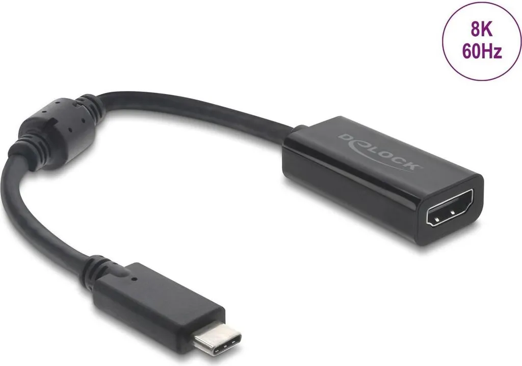 Fini les écrans noirs : Adaptateur USB-C HDMI 8K 60Hz HDR HDCP Noir Fiable