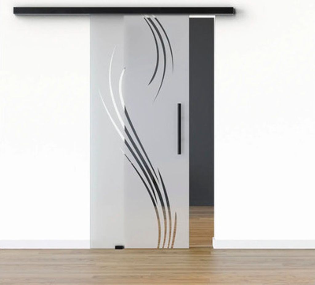 Pertura Glasschiebetür Komplettset Glera Essence 02 775x2050 mm Links inkl.Beschlag Selir Aluminium schwarz,Stangengriff