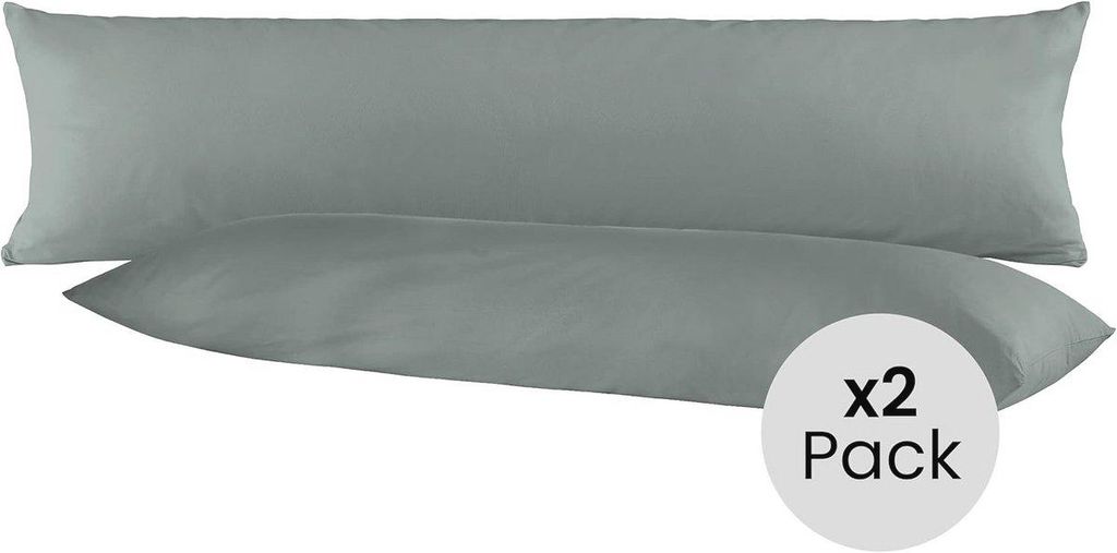 Baumwoll-Kissenbezug für Seitenschläferkissen – 2er-Pack 40 x 145 cm – Ideal für Schwangerschaftskissen – 100 % Baumwolle – Anthrazit