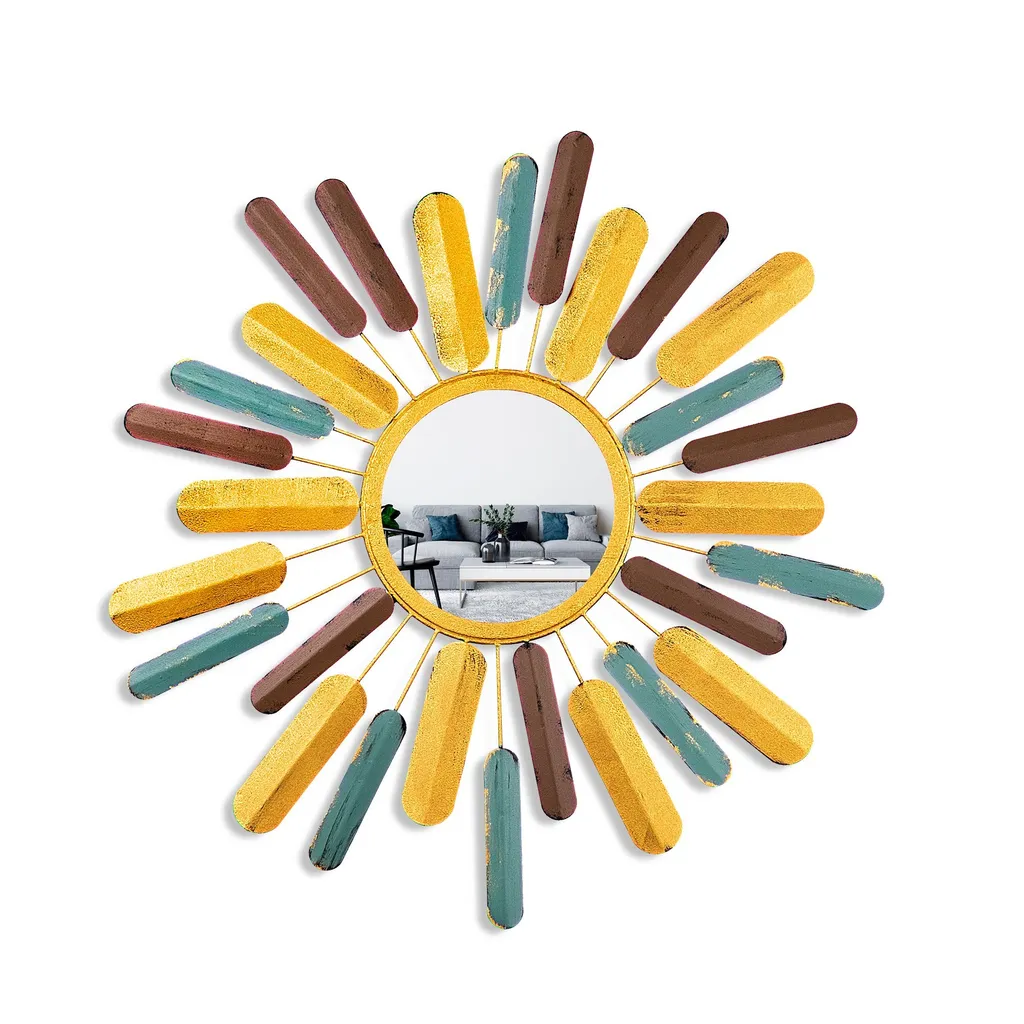 Miroir Design Multicolore 100% Métal Style Abstrait 75 cm Wallity - 6