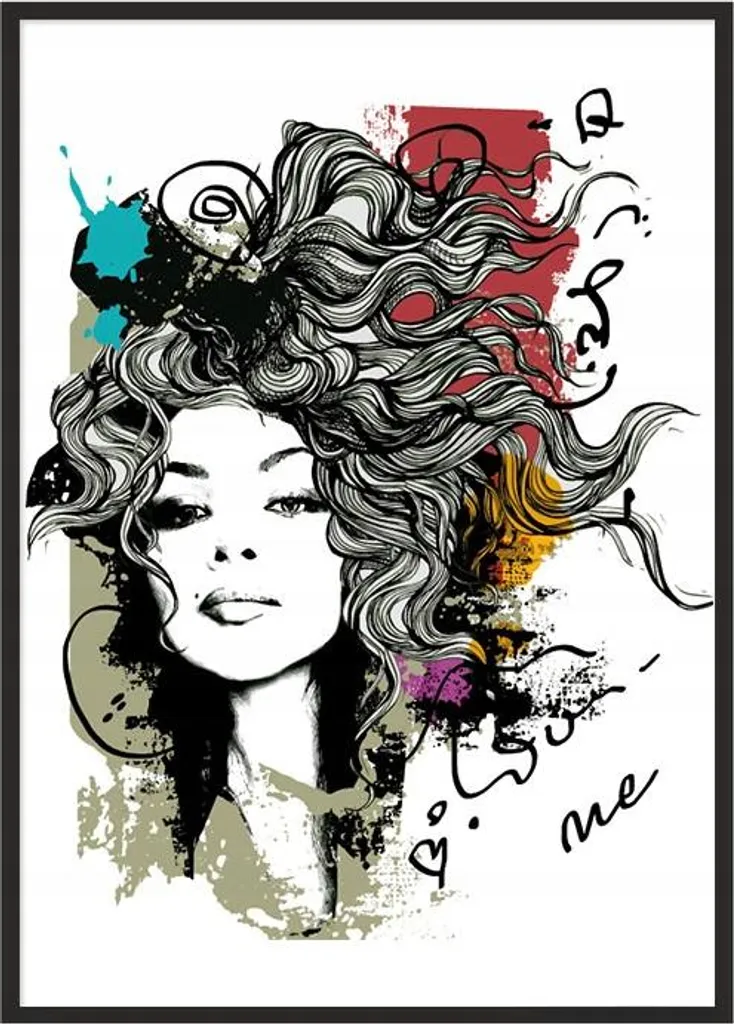 Poster avec Cadre 53x73 cm Illustration Fille P1074 Finition Premium
