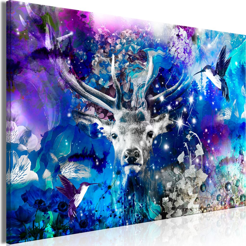 Modernes Wandbild Hirsch 120x80 - 1 Teile Bilder Fotografie auf Vlies Leinwand Foto Bild Dekoration Wand Bilder Kunstdruck Tiere Abstrakt g-C-0256-b-a