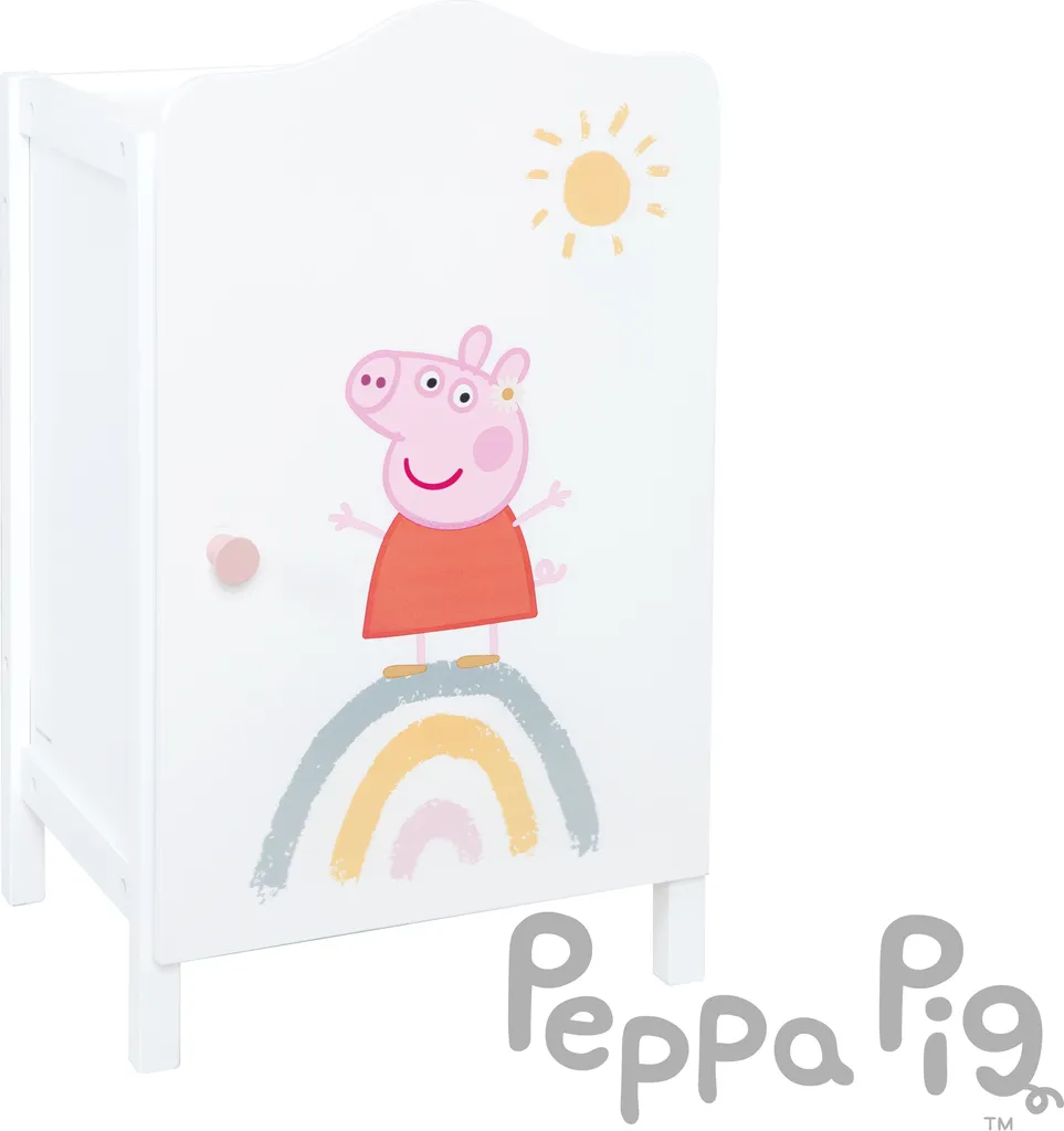 Armoire à vêtements poupée roba Peppa Pig en bois laqué blanc pour enfant
