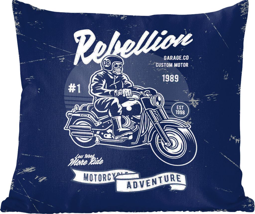 MuchoWow Zierkissen Sofakissen Wohnzimmer Dekokissen 40x40 cm Motorrad - Mann - Retro - Zitat - Foto Kissen - Schlafzimmer Dekoration