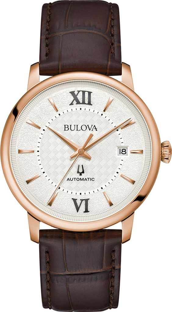 BULOVA 97B225 Hudson Uhr Herrenuhr Lederarmband Datum braun
