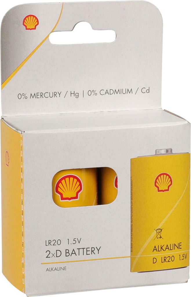 SHELL Batterie LR20 Mono D Alkaline | 2er Pack (6x verfügbar) | zuverlässige Batterien für Geräte mit hohem Energiebedarf wie Taschenlampen, Ra...