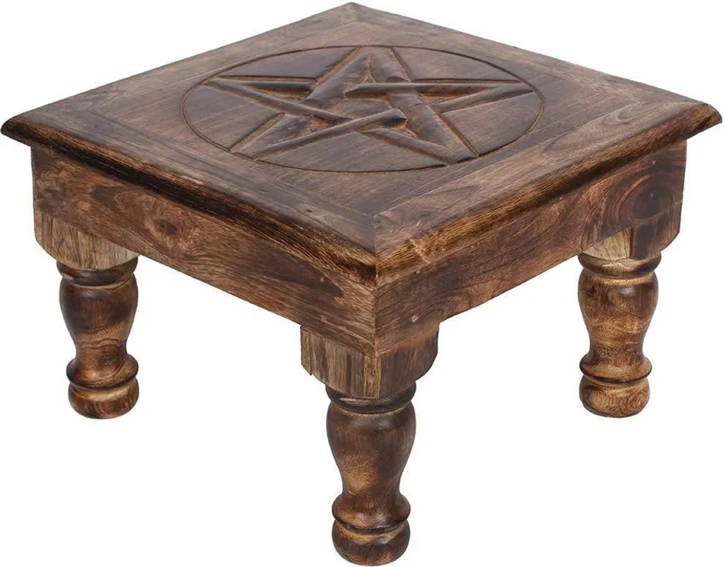 Autel Pentacle SD2176 en Bois - Décoration Rituelle de Taille Unique