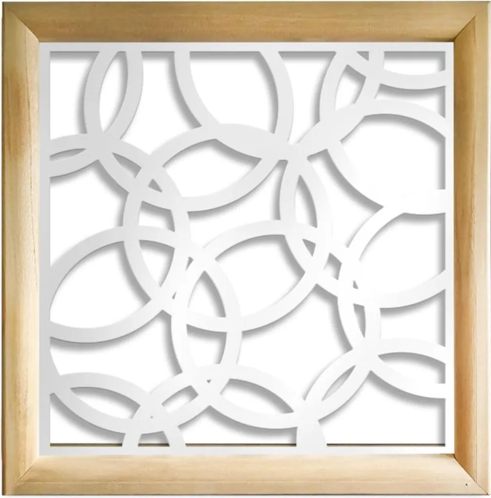 Panneau décoratif CERCHI SMALL en bois et PVC blanc 48x48 cm pour mur
