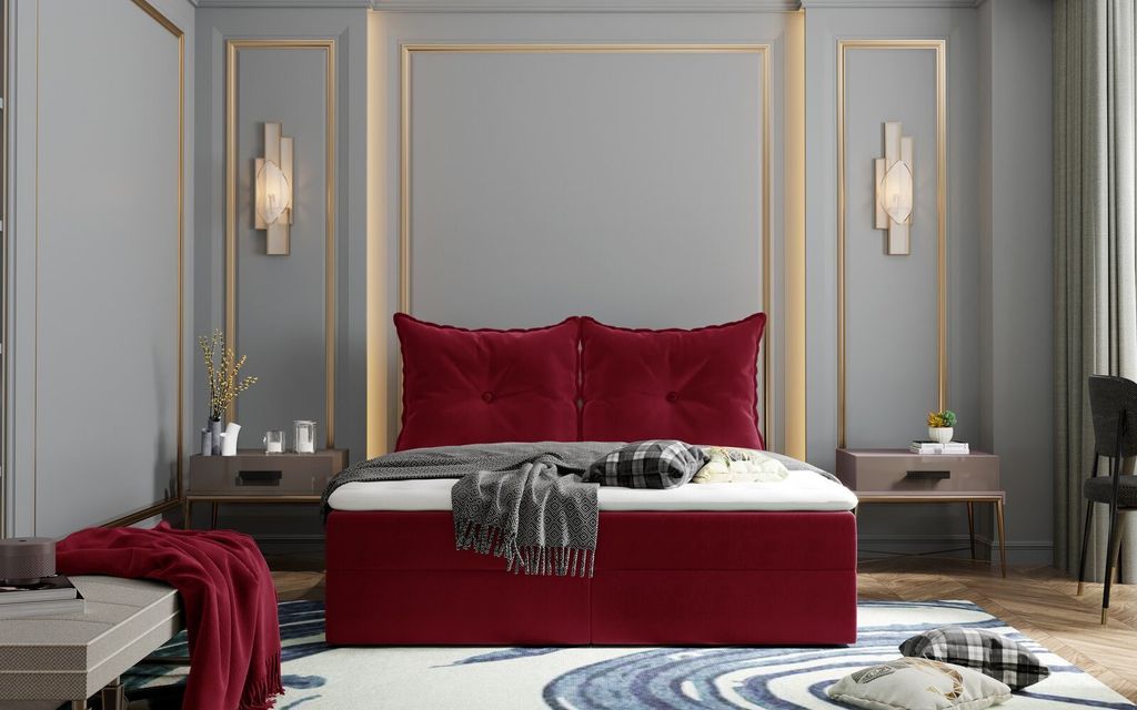 Boxspringbett PINELOPI – 160x200, Rot