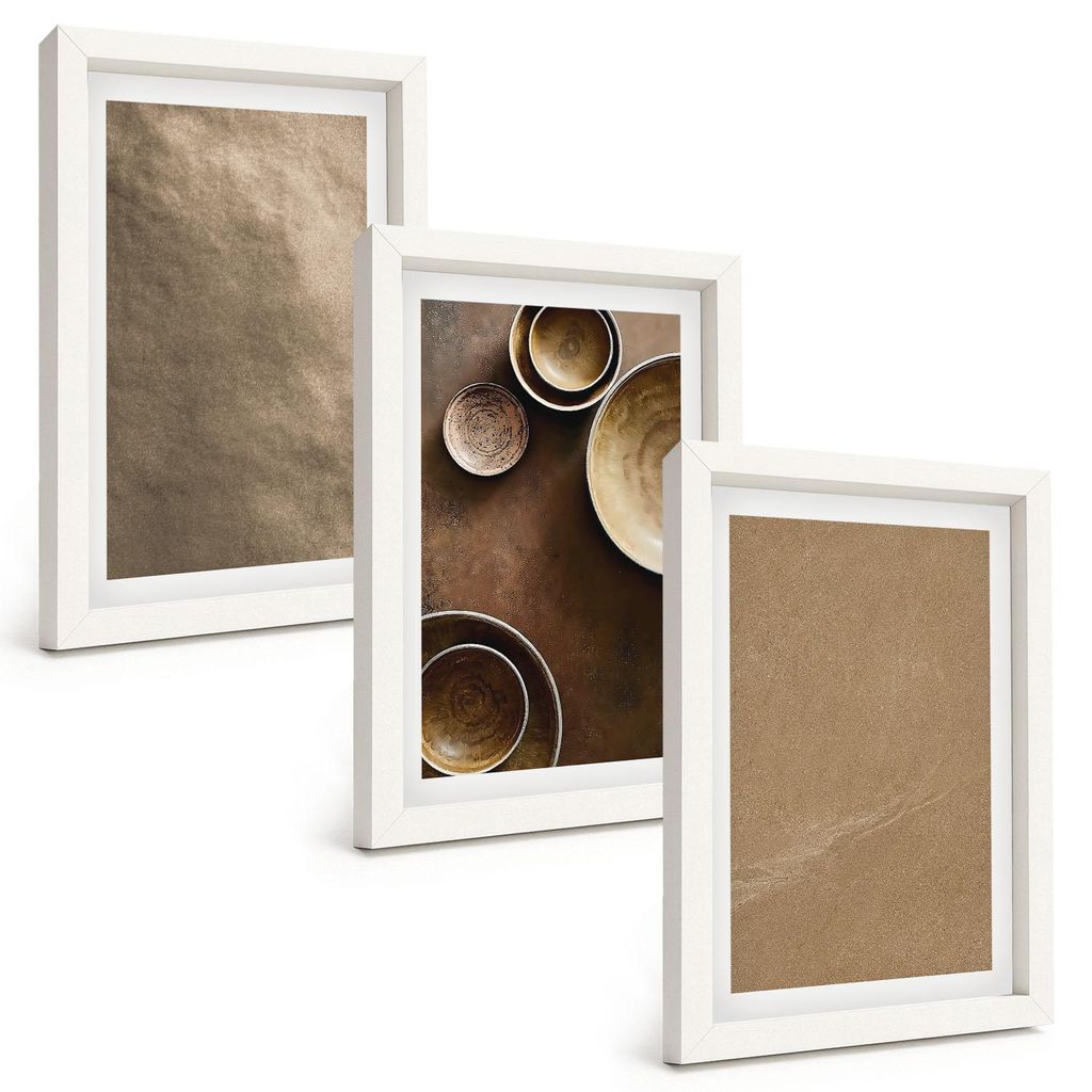 Bilder Set 3-teilig im weißen Rahmen – Wandbilder 3 Stück – gerahmte Poster für Wohnzimmer, Schlafzimmer und Flur – 20x30 cm – Minimalis...