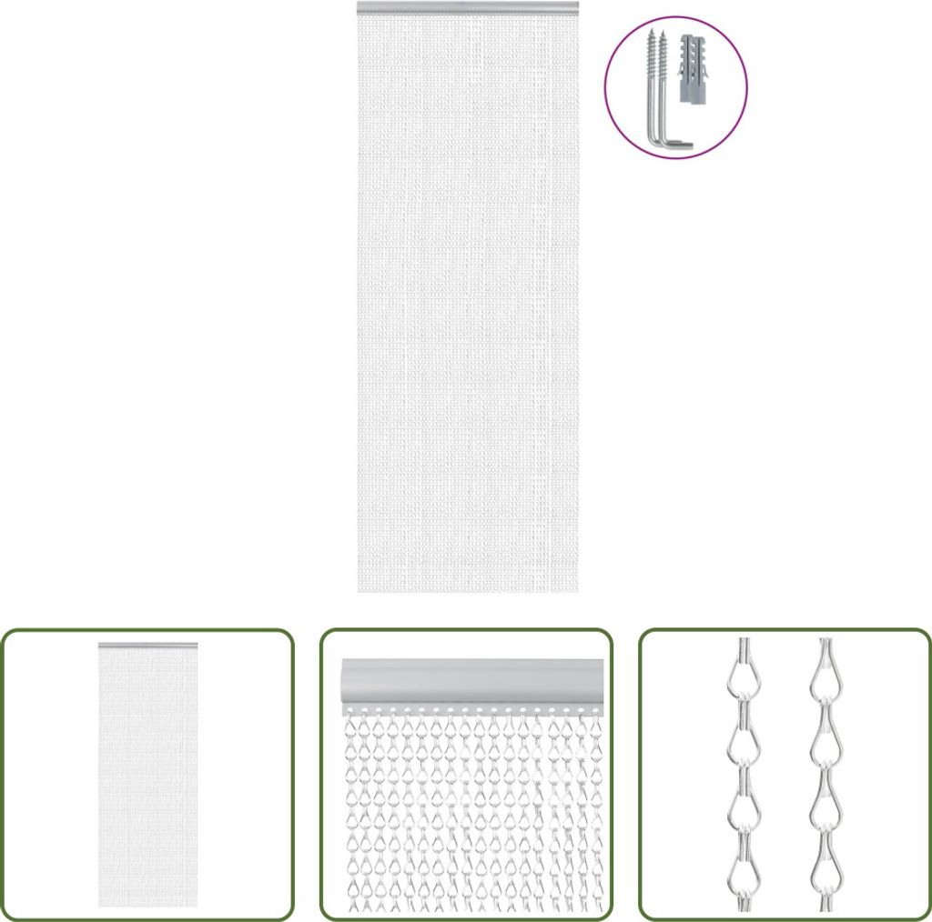 The Living Store Türvorhang aus Ketten 80x221 cm Aluminium