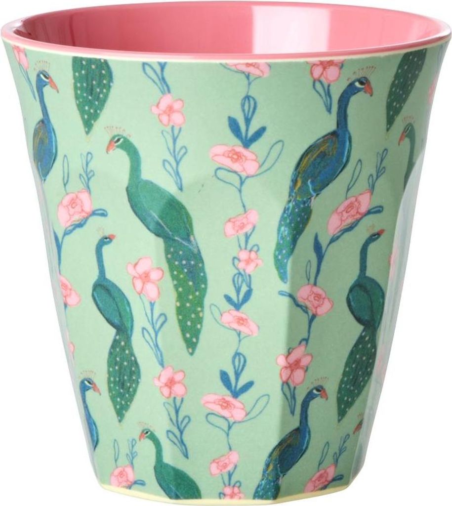 Rice Melamin Becher - Pfau Motiv Grün 250ml