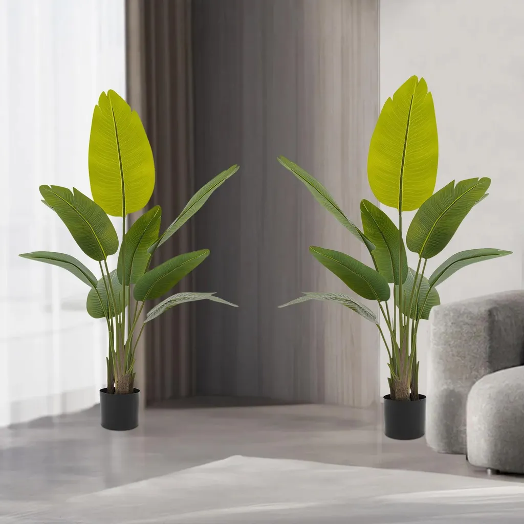 Set 2 Palme Tropicali Artificiali 120cm | Look Jungle Chic Interni - 5