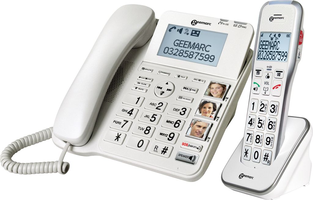 Geemarc AMPLIDECT COMBI 595 Combo 50 dB Seniorentelefon schnurgebunden (+Anrufbeantworter) und 1 Zusatz-Dect-Telefone - Deutsche Version