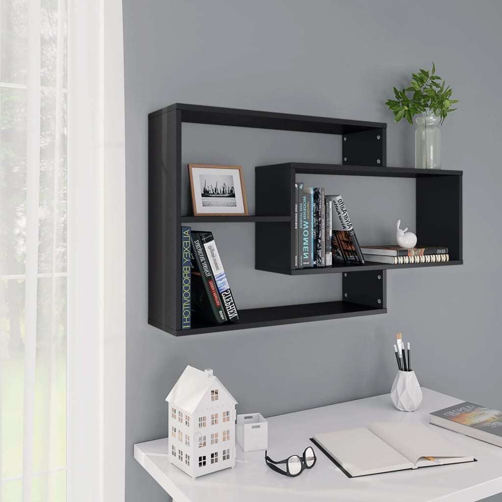 Maison Exclusive - Wandregale Schwarz 104x20x58,5 cm Holzwerkstoff