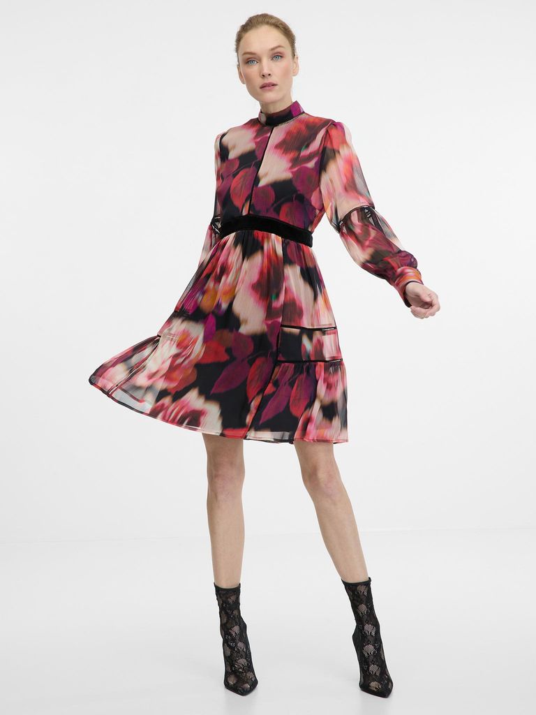 Orsay Rotes gemustertes Damen-Knielanges Kleid Produktbild 