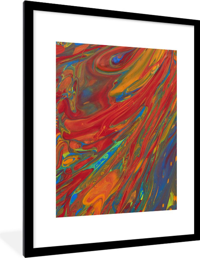 MuchoWow Gerahmtes Poster Leuchtende Farben auf einem Gemälde 60x80 cm - Poster mit Schwarzem Bilderrahmen Wandposter Rahmen Foto Bilder - Wohnz...