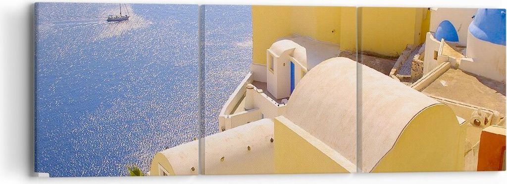 Bild auf Leinwand - Leinwandbild - Haus wohnung gebäude griechenland - 90x30cm - Wand Bild - Wanddeko - Leinwanddruck - Bilder - Kunstdruck - Lein...
