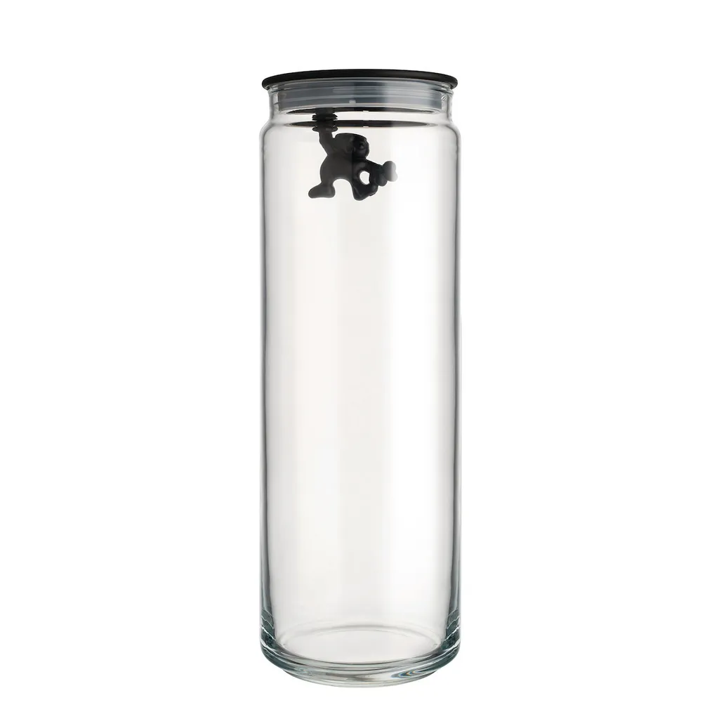 Bocal de Cuisine en Verre Alessi Gianni avec Couvercle Noir Hermétique