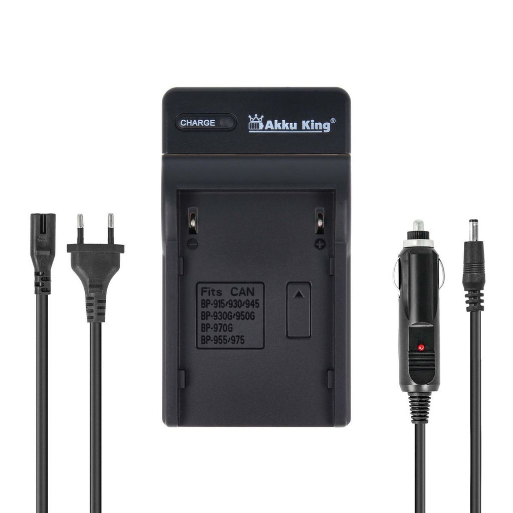 2in1 KFZ + Netz Ladegerät kompatibel mit Canon Akku BP-911, BP-914, BP-915, BP-924, BP-927, BP-930, BP-941, BP-945
