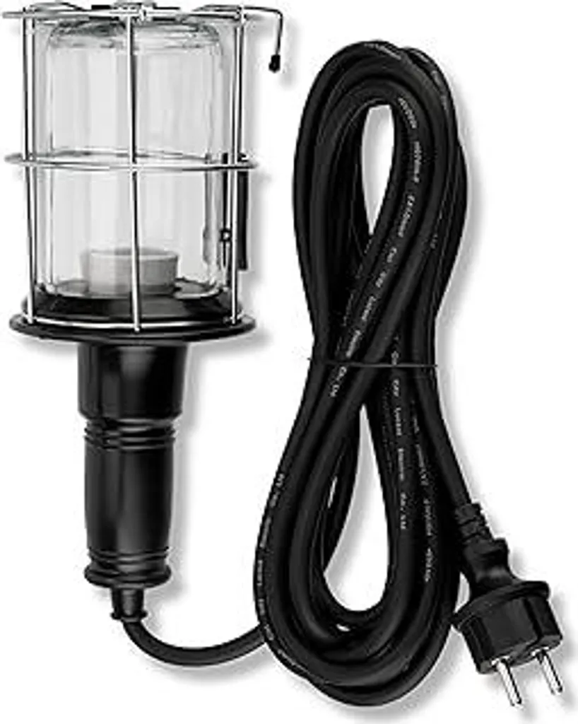 Lampada Portatile REV Officina E27: Gabbia Metallo e Vetro 5m