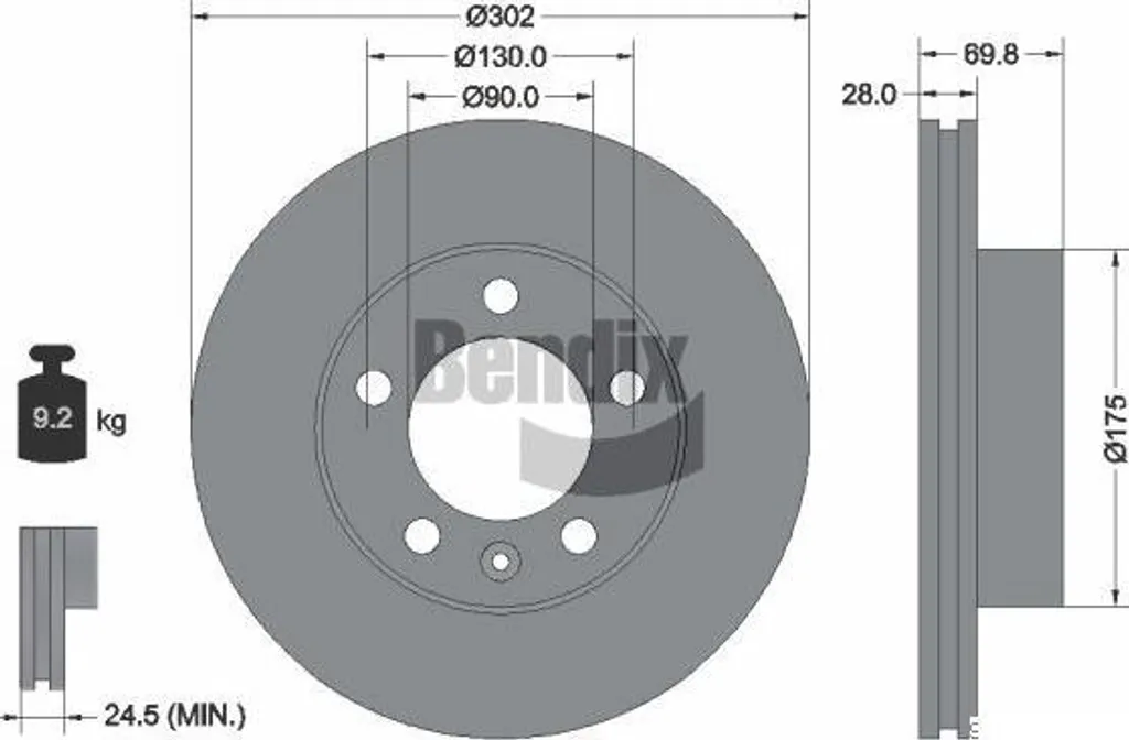 Disque de frein ventilé pour Renault Master et Movano - BENDIX BDS1035