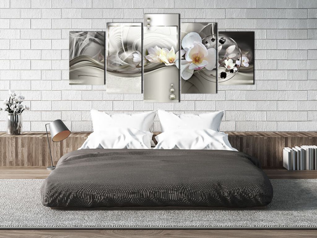 Akustikbild Abstrakt Blumen 200x100 cm Bilder Akustikschaum Hochleistungsschallabsorber Schallschutz Leinwand 5 tlg Wandbild Raumakustik Schalldäm...