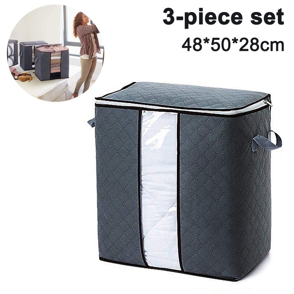 3× Faltbare Groß Unterbett Aufbewahrungsbeutel mit Reißverschluss für Bettdecken