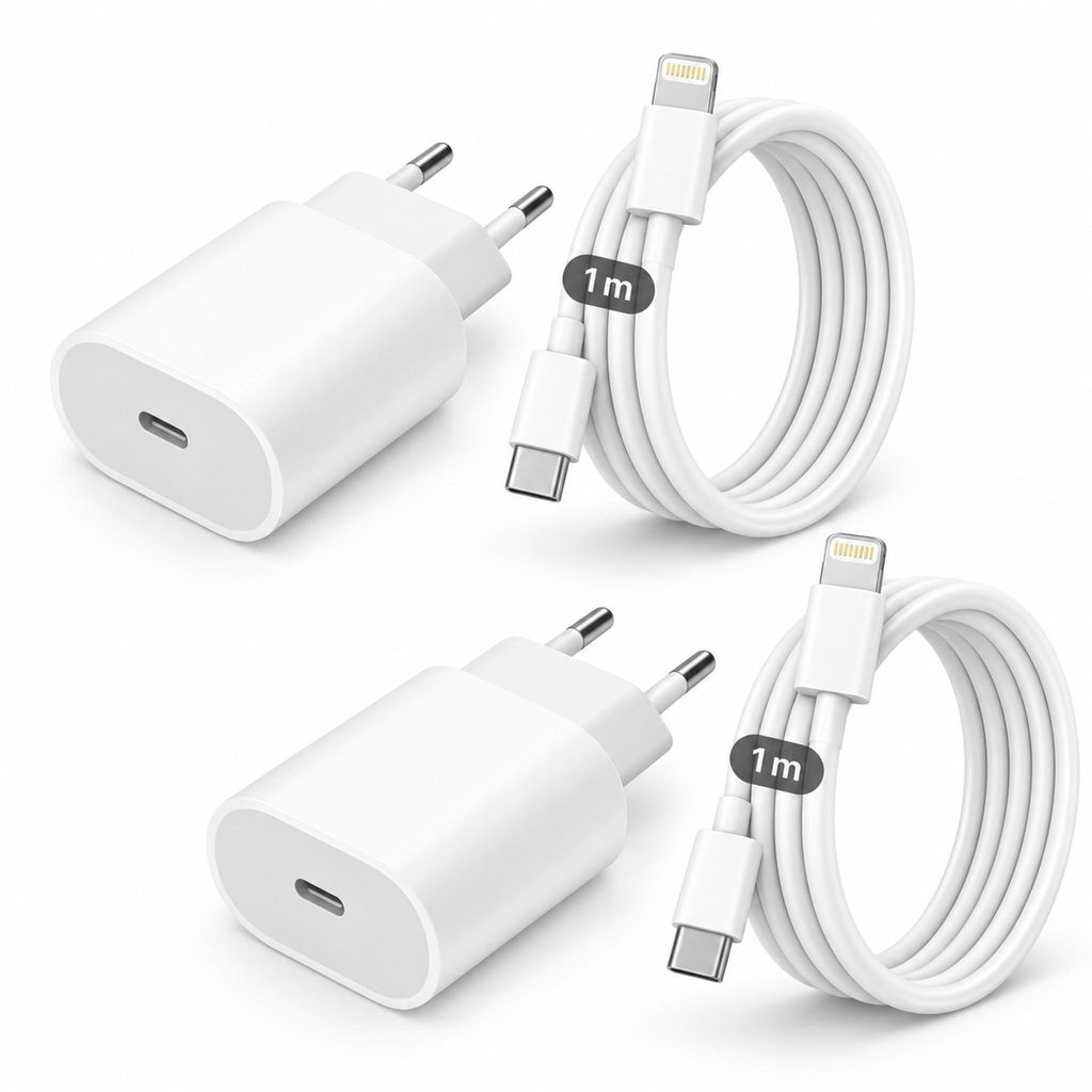 2x iPhone Lightning Ladegerät 20W Schnellladegerät mit Produktbild 