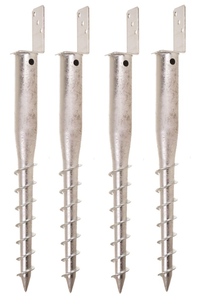 Aqbau 4er Set L-Pfostenträger für Vierkantholzpfosten zum einschrauben, Einschraubbodenhülse, Einschraubhülse, Bodenhülsen zum eindrehen