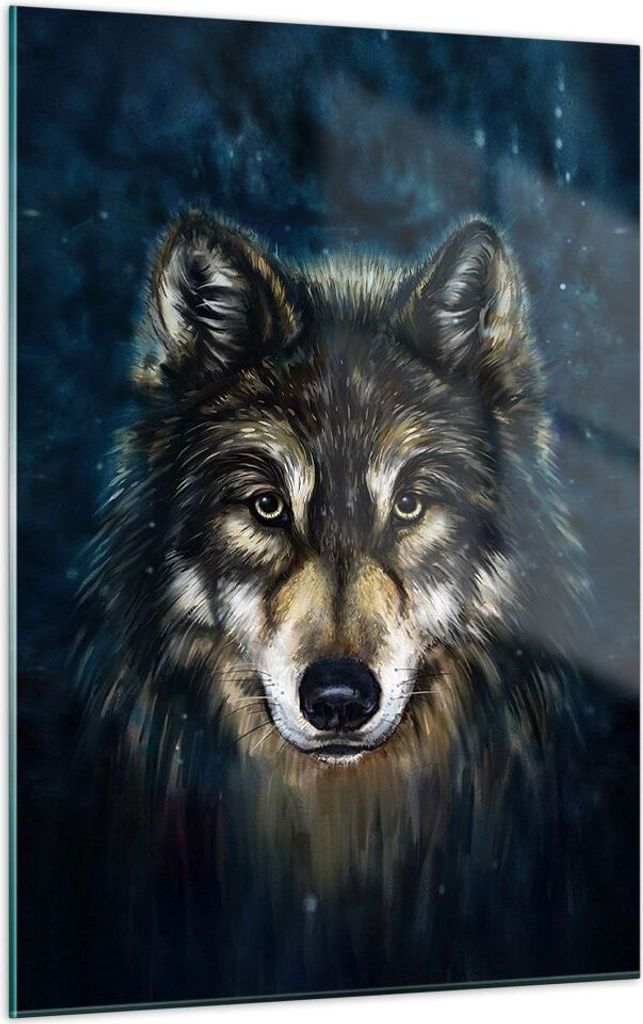 Bilder auf glas - Einteilig - Wolf Dunkel Grafik - 50x70cm Produktbild 