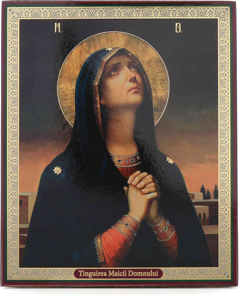 Deva Maria Holz Ikone 15x18cm christlich orthodox religiös Segen 16587