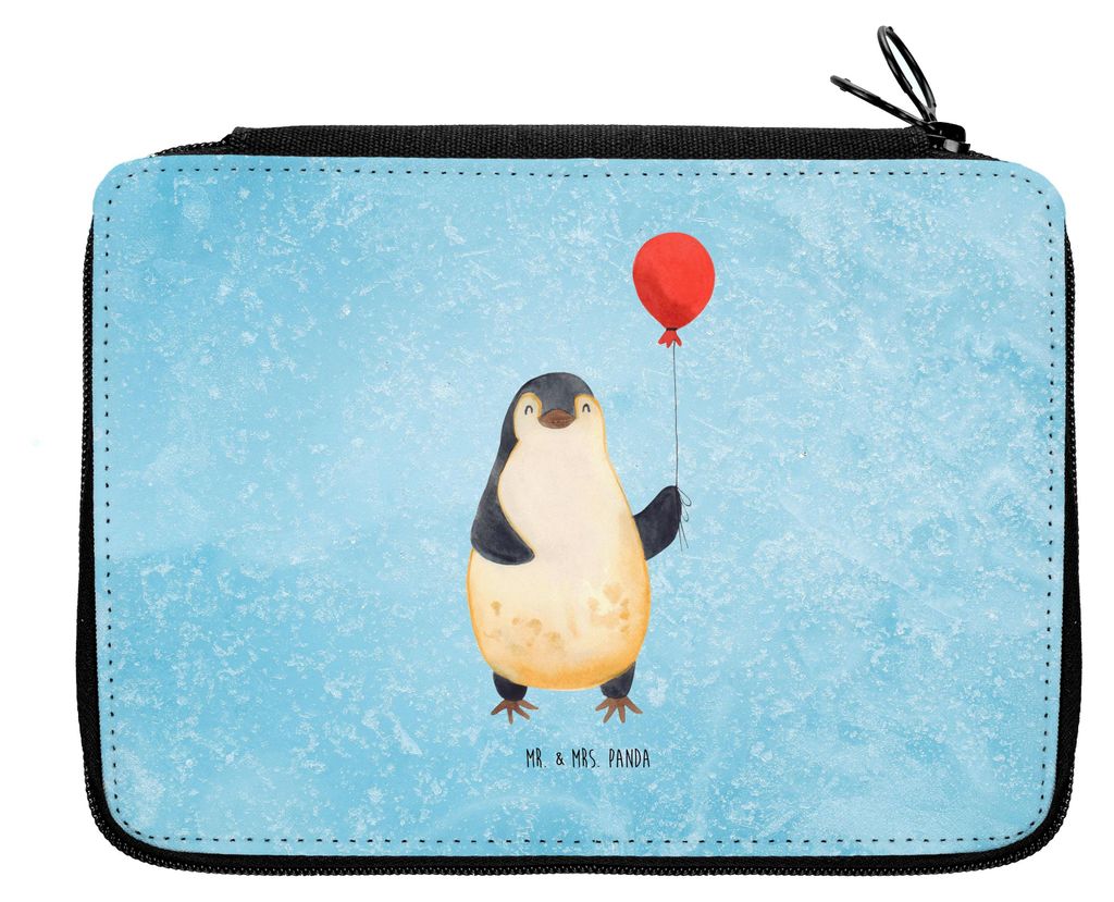Mr. & Mrs. Panda Schlampermäppchen Pinguin Luftballon - Eisblau - Geschenk, Motivation, Jahrmarkt, Schreibmappe, Federtasche, Etui, Federmäppchen...