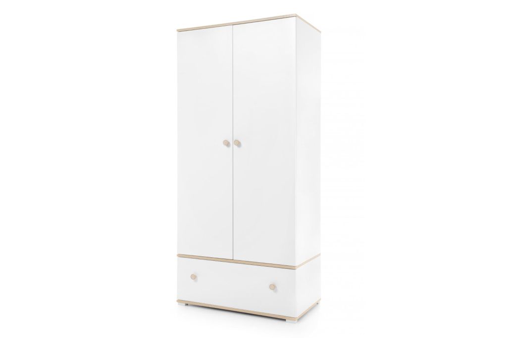 KINDERKLEIDERSCHRANK OKTAVIA 01 2-türig 90/50/195 in Weiß Matt / Eiche