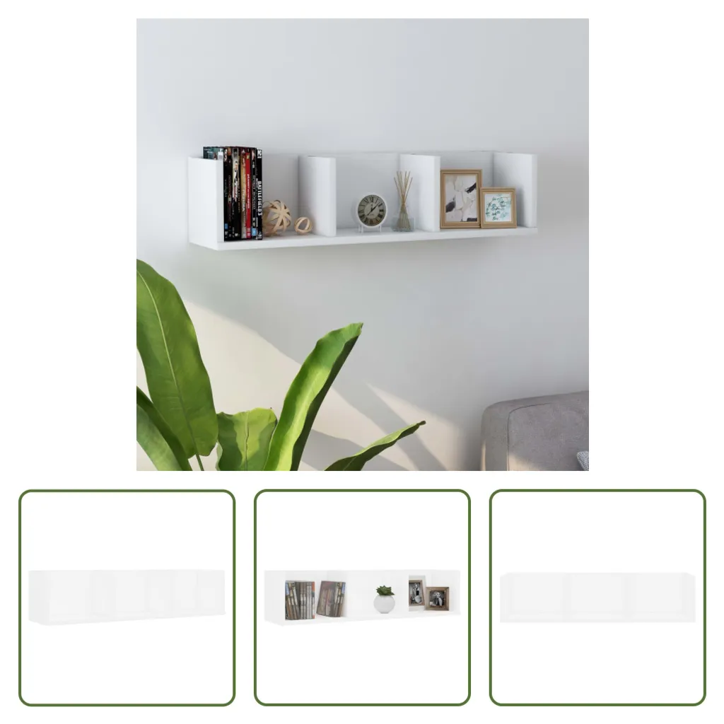 Scaffale Porta CD Bianco 75x18x18 cm | Mobiletto da Parete The Living Store - 7