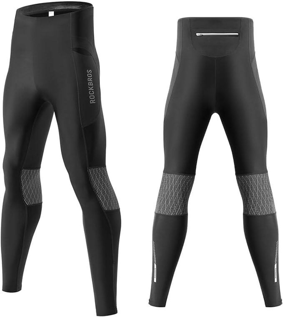 ROCKBROS Lange Herren Fahrradshorts Mit Fleece 3 Taschen Winddicht Für MTB Rennrad Europäische Größe 3XL