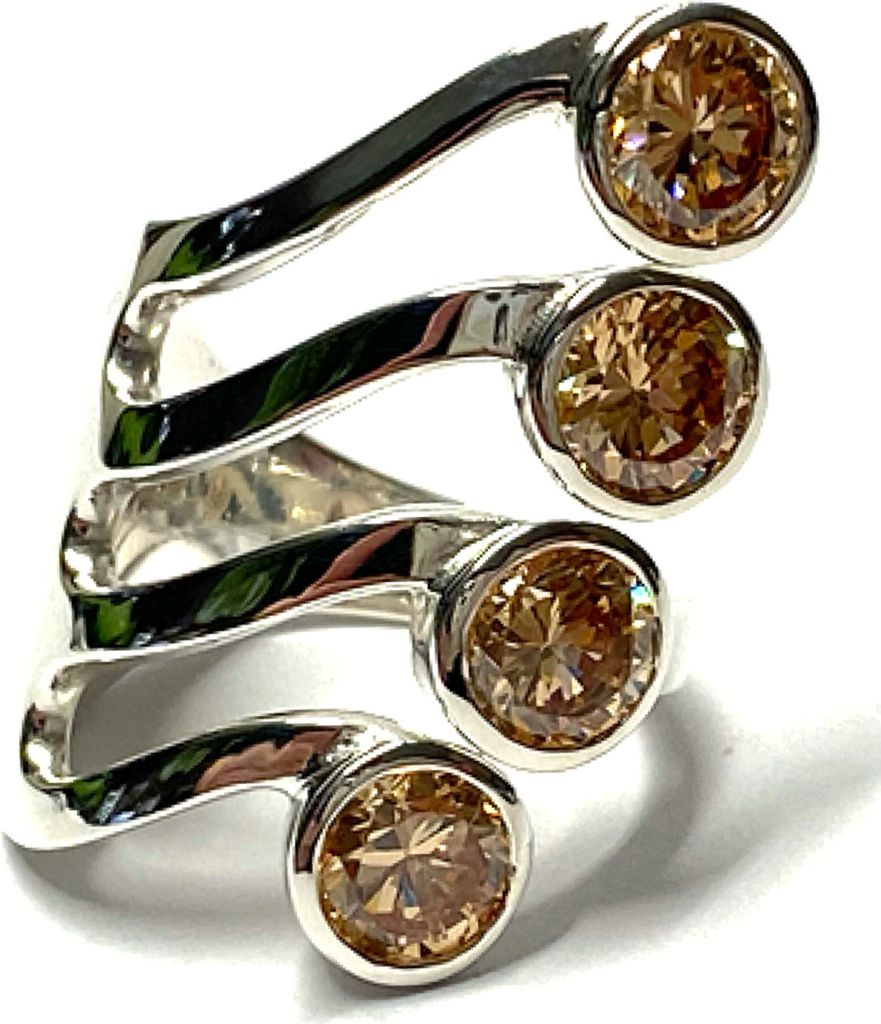 Damenring 925 Silber Zirkonia champagner (4) Glanz poliert Produktbild 
