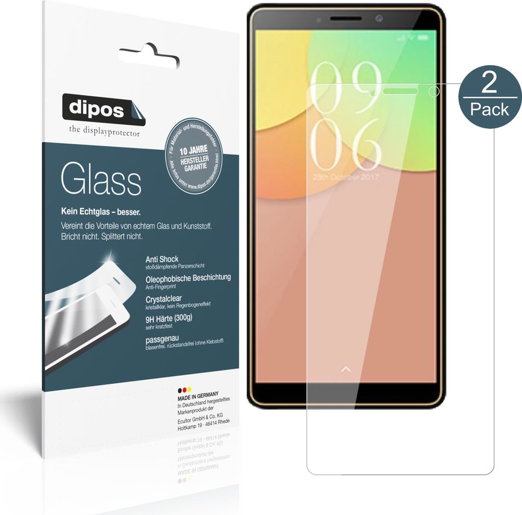 2x Schutzfolie für Elephone A2 - Anti-Shock 9H Folie dipos Glass Displayfolie