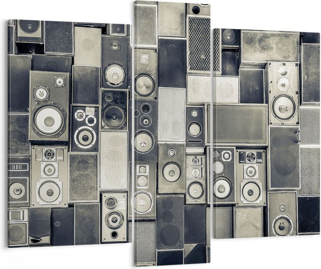 Bild auf Leinwand - Leinwandbild - 3 Teile - Abstraktion Lautsprecher Grafik - 95x80cm - Wand Bild - Wanddeko - Wandbilder - Leinwanddruck - Bilder...